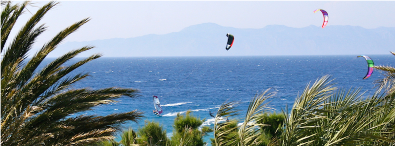 windsurf kite cycling rhodes apartment beach